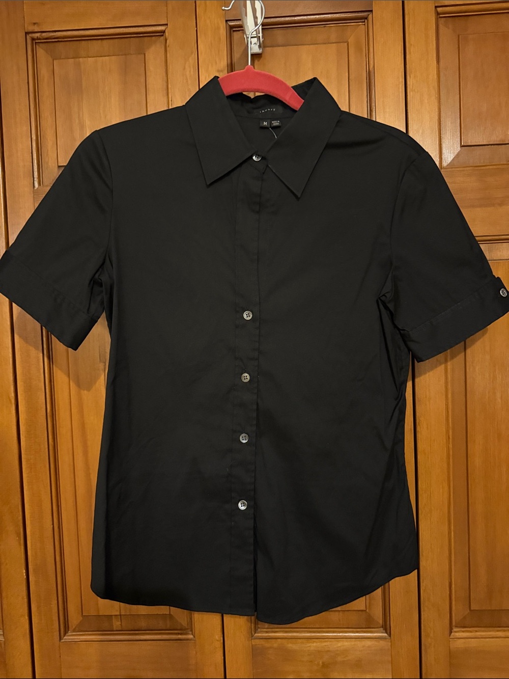 Theory Black Short-Sleeve Button-Down Shirt